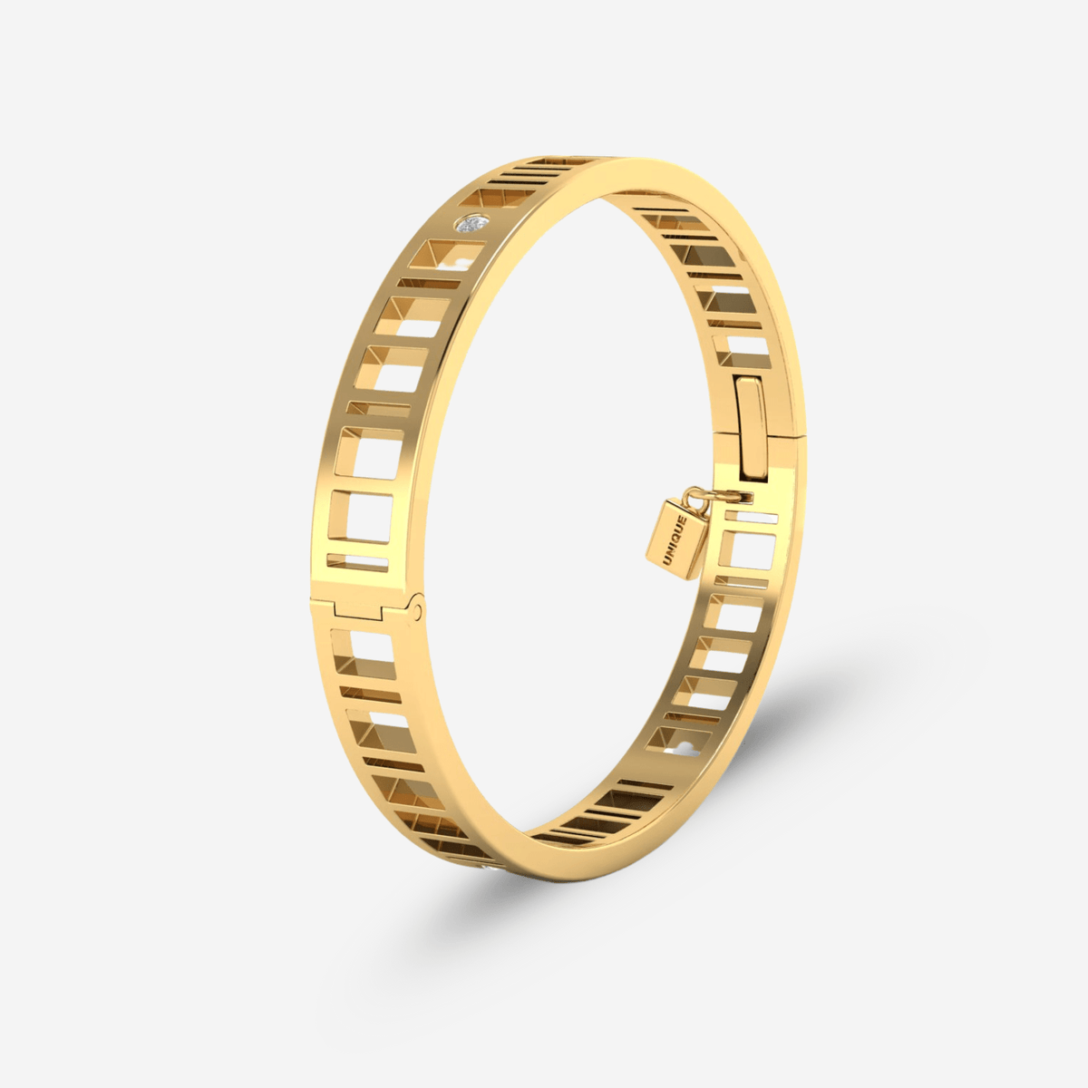 Encoded &quot;UNIQUE&quot; Bracelet in Gold