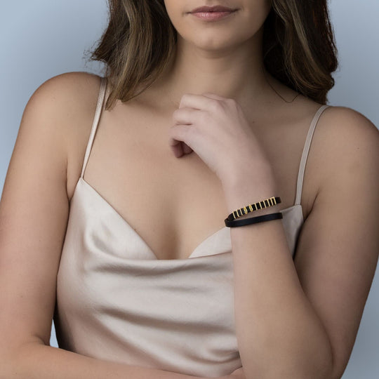 Midnight Elegance Encoded Year Bracelet - Black & Gold