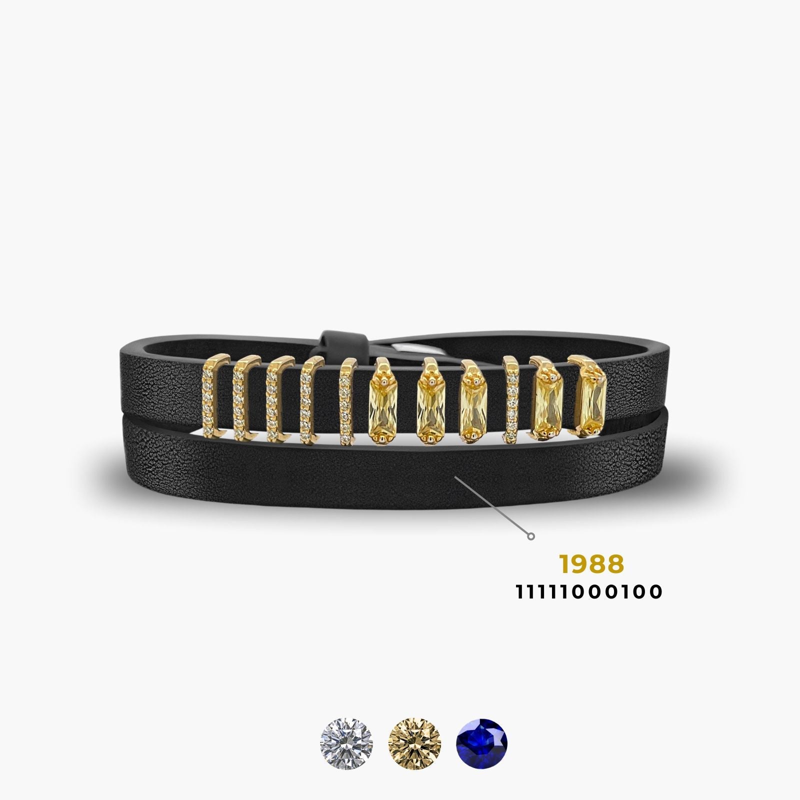 Midnight Elegance Encoded Year Bracelet - Black & Gold