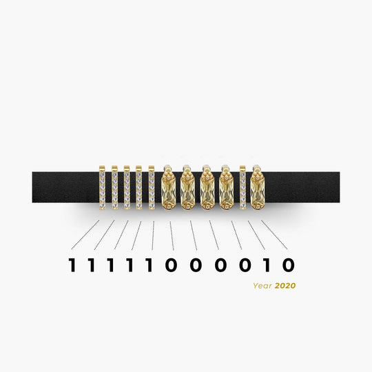 Midnight Elegance Encoded Year Bracelet - Black & Gold