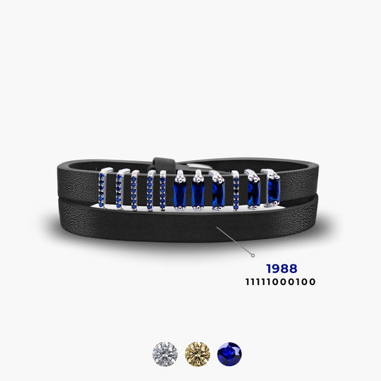 NightSky Charm Encoded Year Bracelet - Black & Sapphire