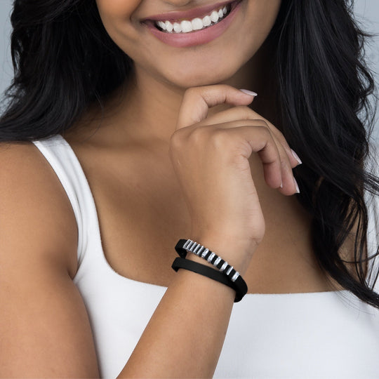 Modern Contrast Encoded Year Bracelet - Black & Silver