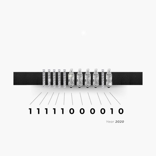 Modern Contrast Encoded Year Bracelet - Black & Silver