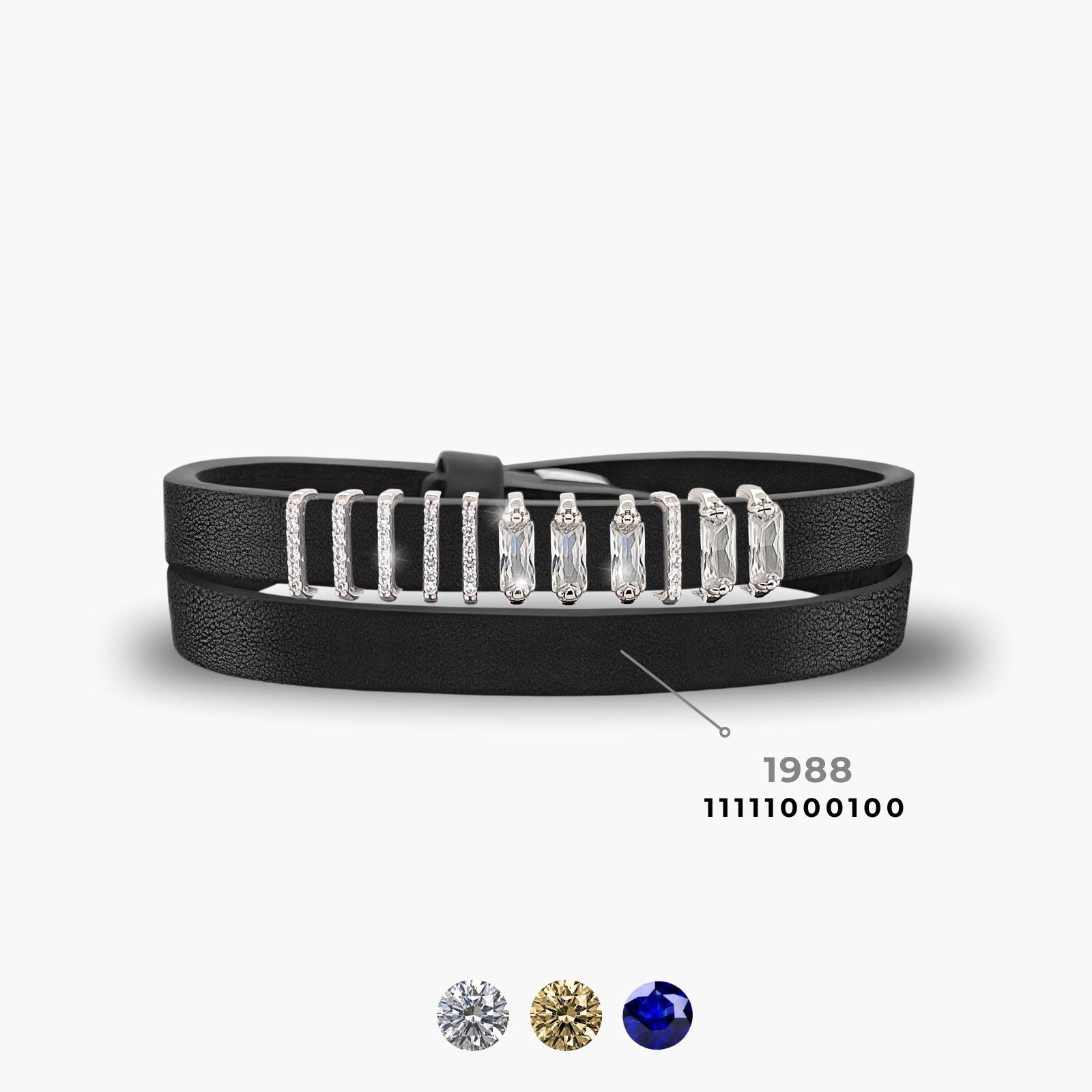 Modern Contrast Encoded Year Bracelet - Black & Silver