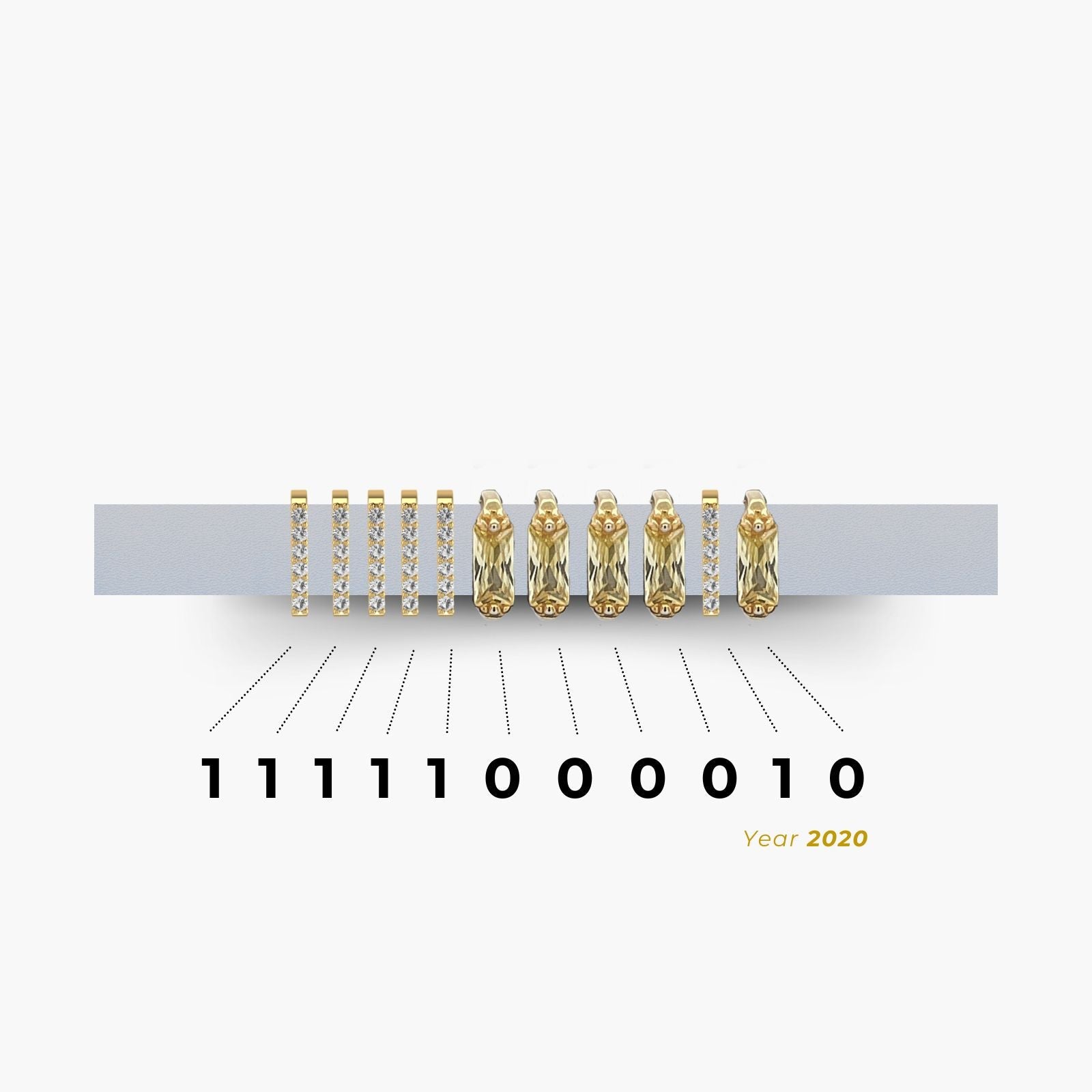 Misty Gold Encoded Year Bracelet - Grey & Gold