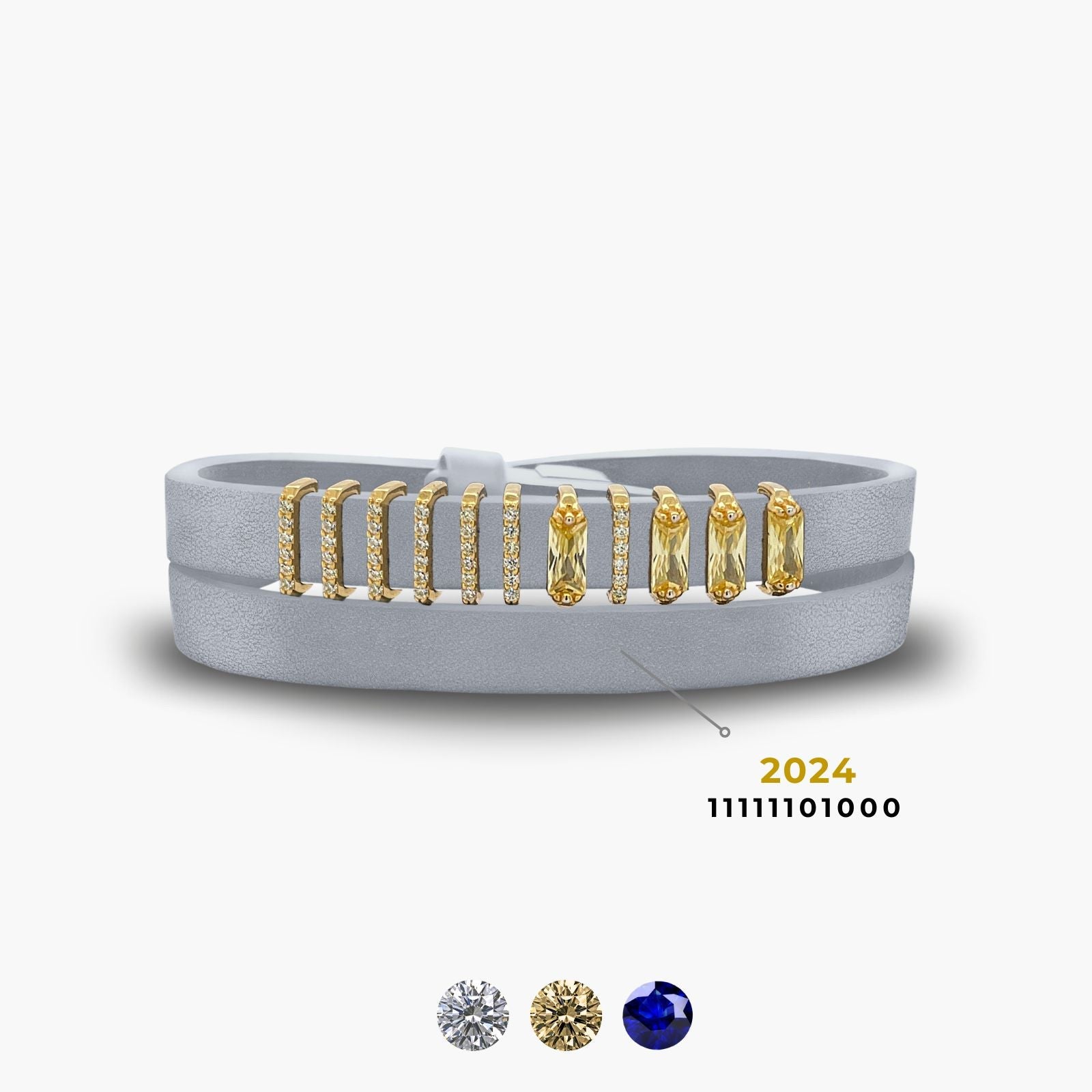 Misty Gold Encoded Year Bracelet - Grey & Gold