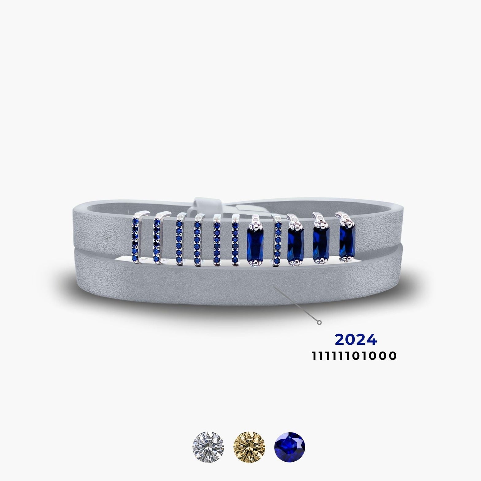 Casual Elegance Encoded Year Bracelet - Grey & Sapphire