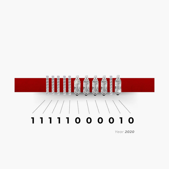 Scarlet Spark Encoded Year Bracelet - Red & Silver