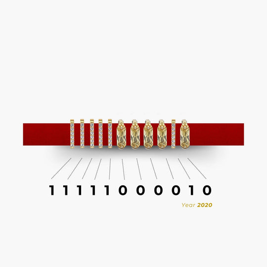 Fiery Flare Encoded Year Bracelet - Red & Gold